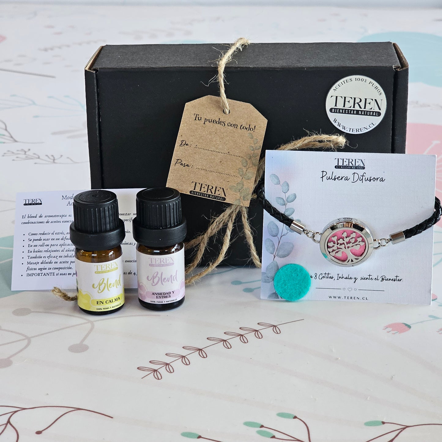 Set Bienestar Difusor - 2 Blends + Pulsera Cuero