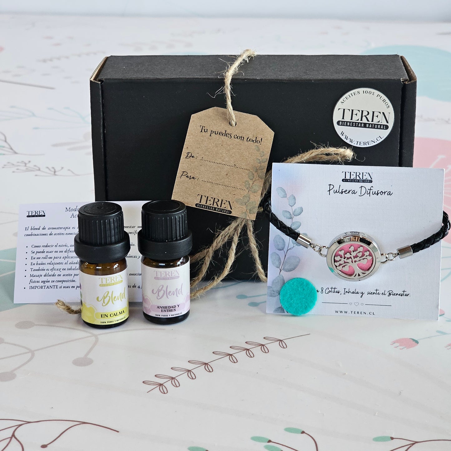 Set Bienestar Difusor - 2 Blends + Pulsera Cuero