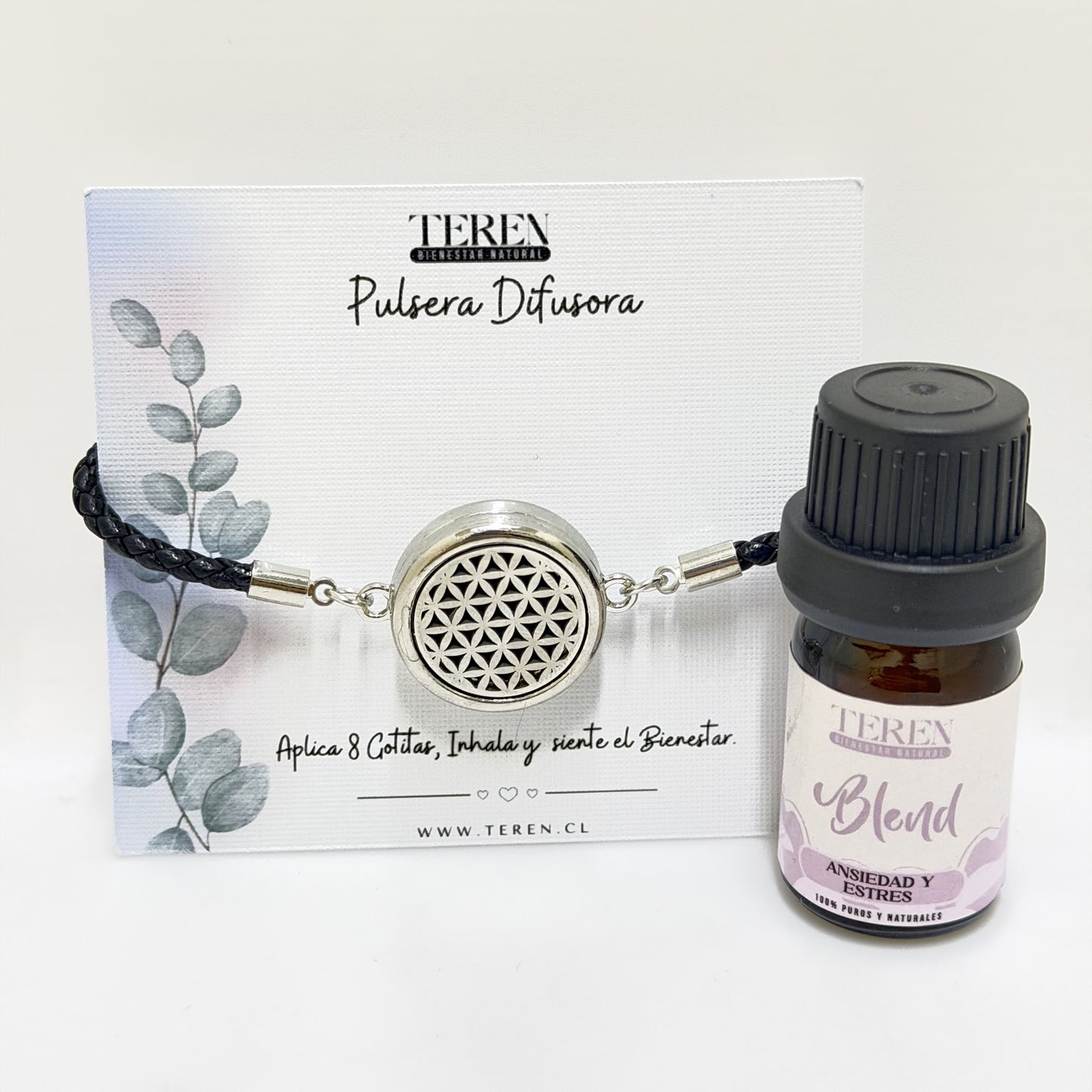 Pulsera cuero difusora Flor geometrica — Teren