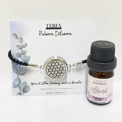 Pulsera cuero difusora Flor geometrica — Teren