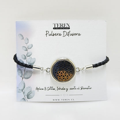 Pulsera cuero difusora Flor geometrica — Teren