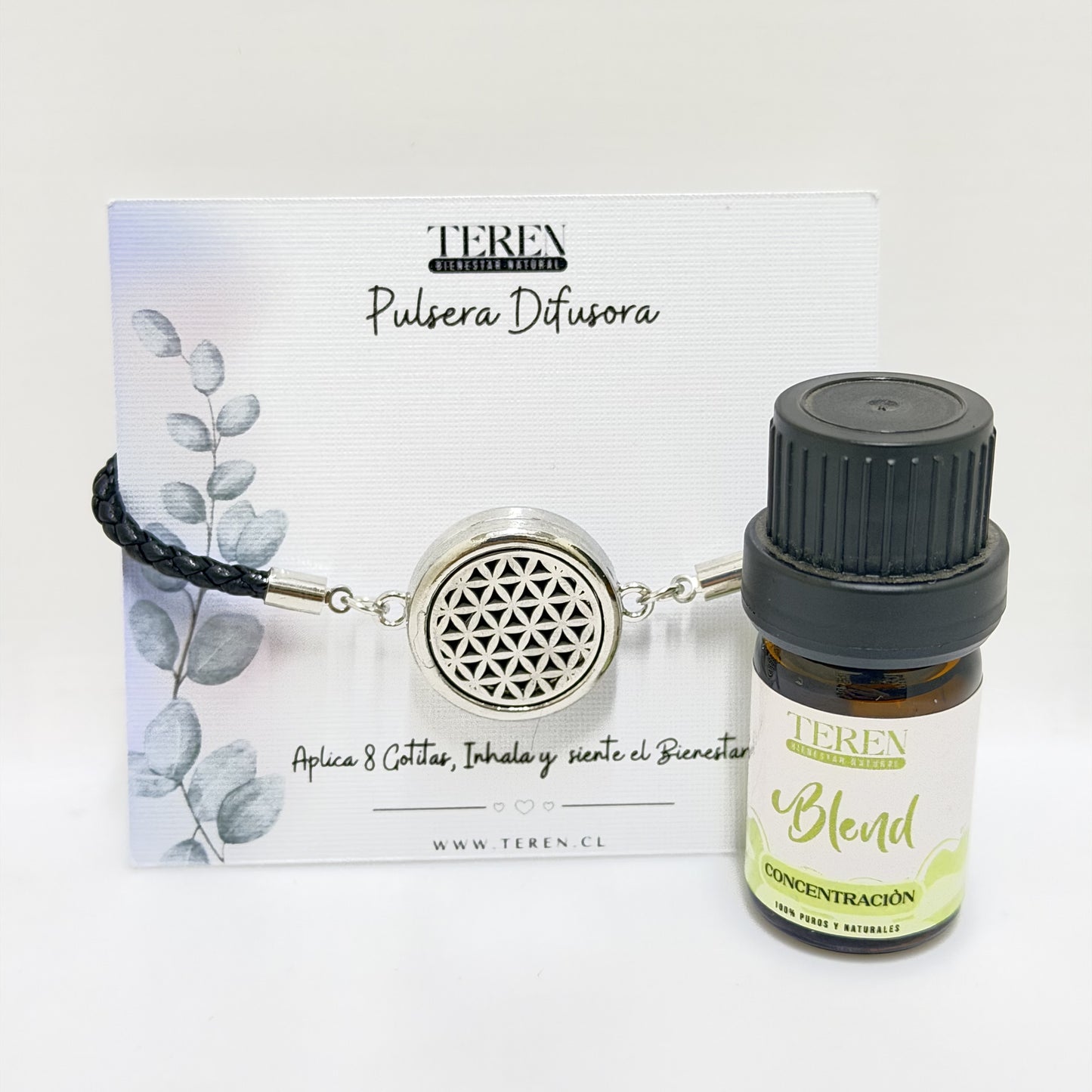 Pulsera cuero difusora Flor geometrica — Teren