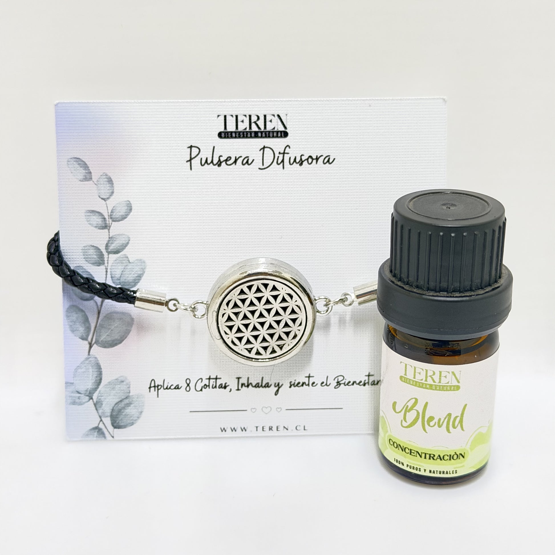 Pulsera cuero difusora Flor geometrica — Teren