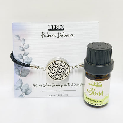 Pulsera cuero difusora Flor geometrica — Teren