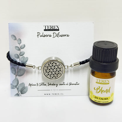 Pulsera cuero difusora Flor geometrica — Teren