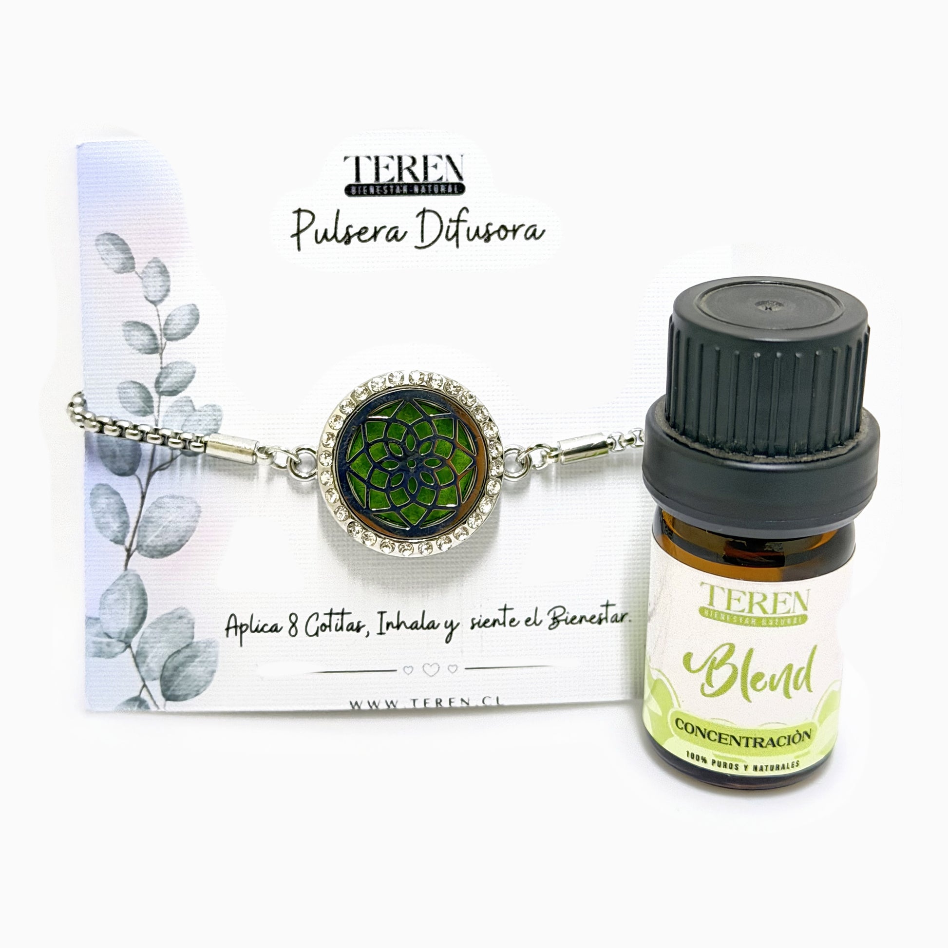Pulsera acero difusora 9 Flor mandala — Teren (blend Concentración)