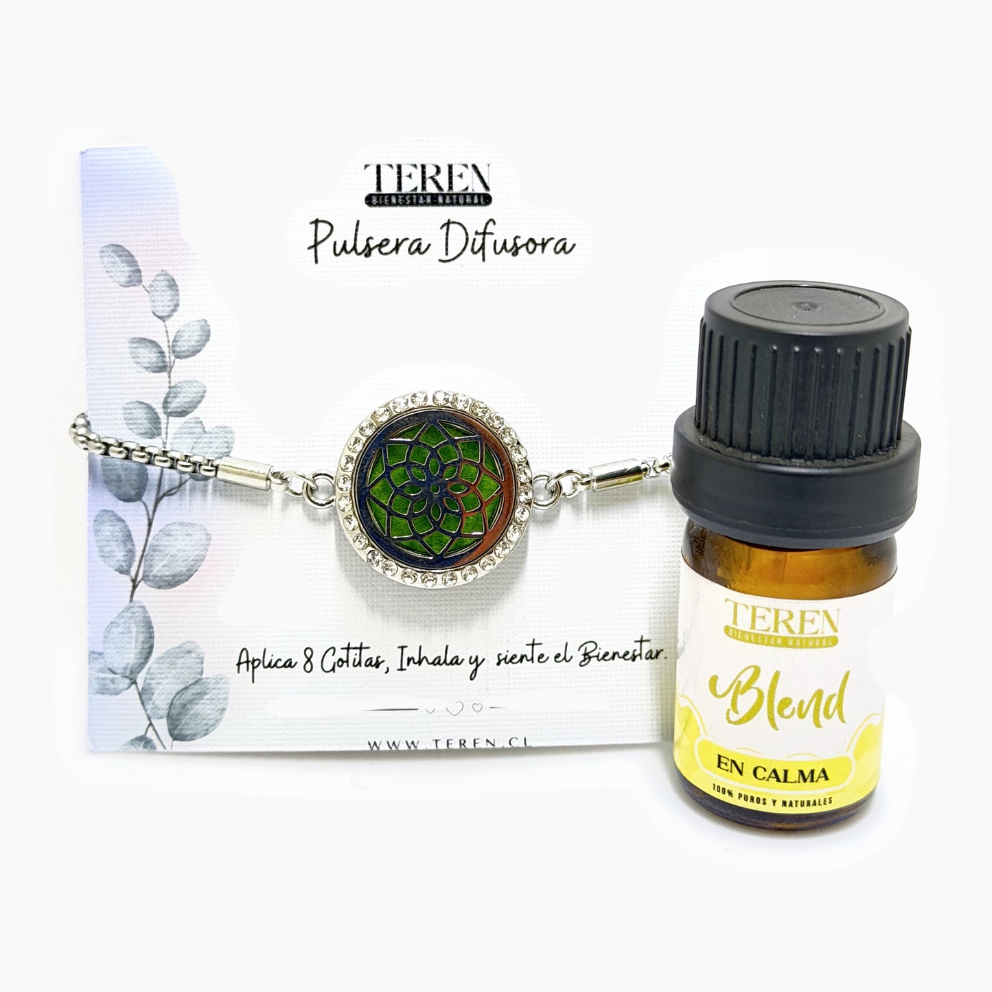 Pulsera acero difusora 9 Flor mandala — Teren (blend Calma)