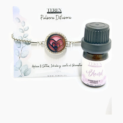Pulsera acero difusora 26 Trío corazón — Teren (blend Ansiedad y estrés)