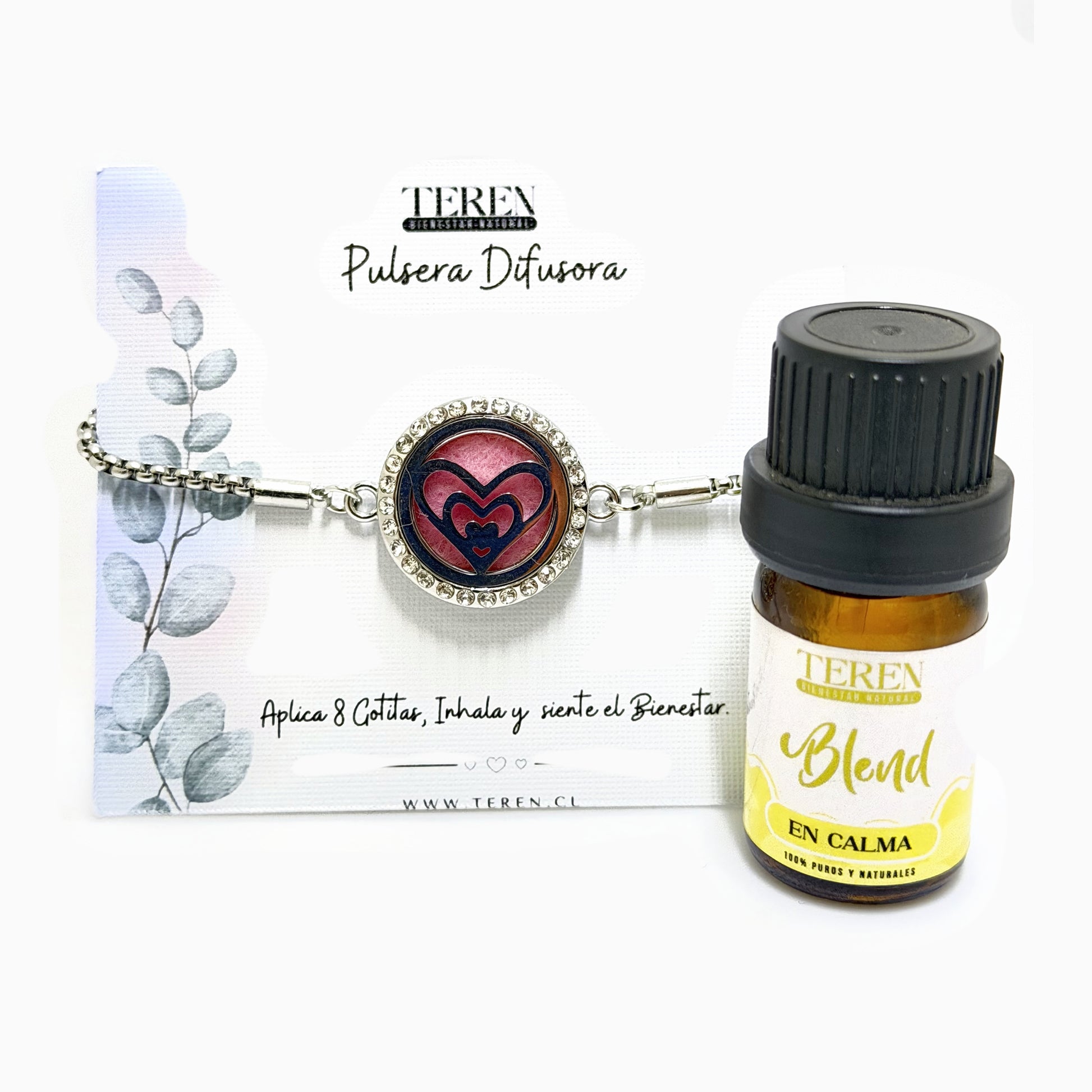 Pulsera acero difusora 26 Trío corazón — Teren (blend Calma)