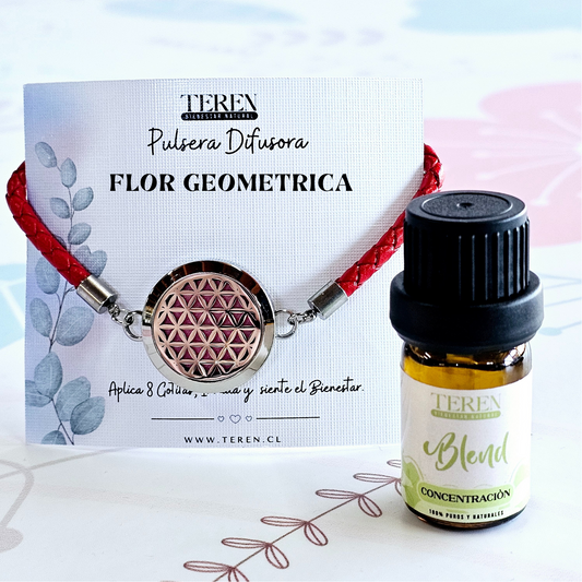 Pack Pulsera Difusor cuero roja + Blend a Elección
